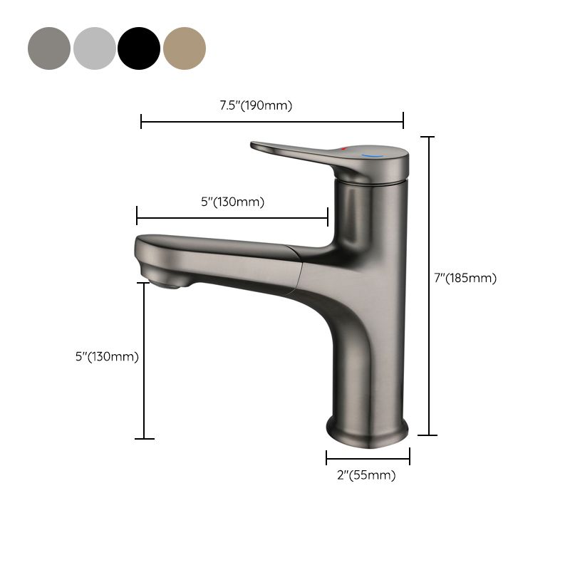 Simplicity Brass Sink Faucet Low Arc Solid Color Centerset Sink Faucet for Bathroom Clearhalo 'Bathroom Remodel & Bathroom Fixtures' 'Bathroom Sink Faucets' 'Bathroom Sinks & Faucet Components' 'bathroom_sink_faucets' 'Home Improvement' 'home_improvement' 'home_improvement_bathroom_sink_faucets' 1200x1200_6ed189ba-def1-4c9a-8fff-56c52ae3aa14