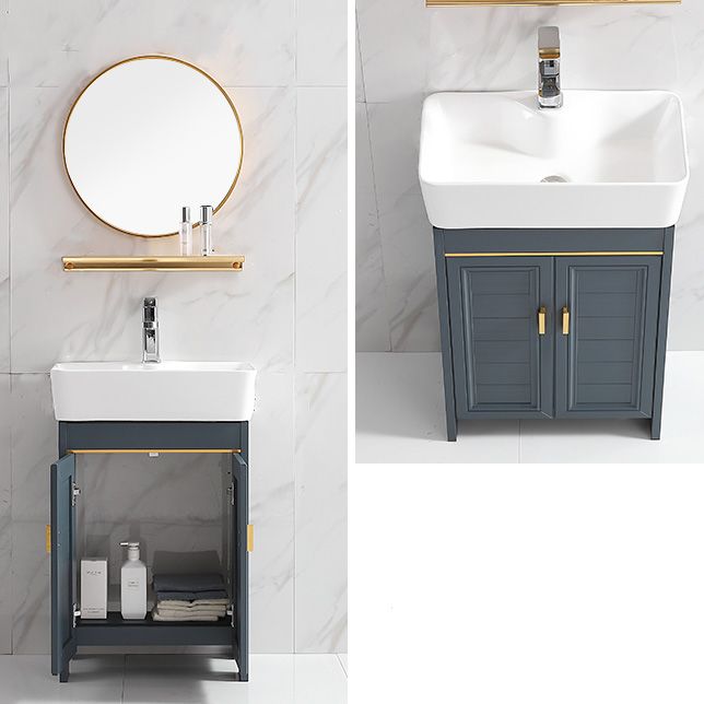 Glam Single Bathroom Vanity Blue Ceramic Top Rectangular Bath Vanity Clearhalo 'Bathroom Remodel & Bathroom Fixtures' 'Bathroom Vanities' 'bathroom_vanities' 'Home Improvement' 'home_improvement' 'home_improvement_bathroom_vanities' 1200x1200_6edad635-69ef-4987-88d4-033f771993c0