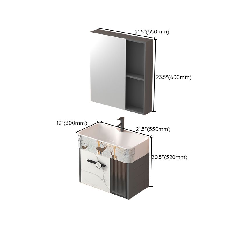 Modern Wall Mount Sink Vanity Gray Metal Base Single-Sink Rectangular Vanity Set Clearhalo 'Bathroom Remodel & Bathroom Fixtures' 'Bathroom Vanities' 'bathroom_vanities' 'Home Improvement' 'home_improvement' 'home_improvement_bathroom_vanities' 1200x1200_6eed1286-37d2-419c-a073-8ddcc32228e1