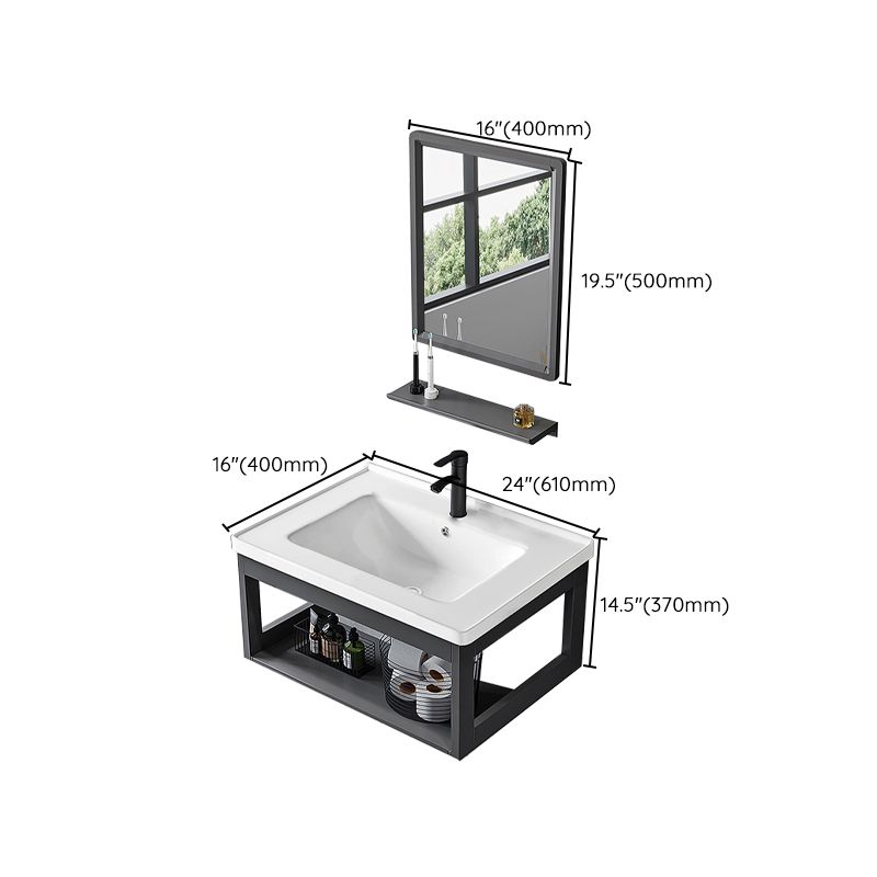 Single Modern Bath Vanity Wall Mount Metal Base Rectangular Bathroom Vanity Clearhalo 'Bathroom Remodel & Bathroom Fixtures' 'Bathroom Vanities' 'bathroom_vanities' 'Home Improvement' 'home_improvement' 'home_improvement_bathroom_vanities' 1200x1200_6ef761ab-8f67-4cbe-97c8-32343a4ecd23