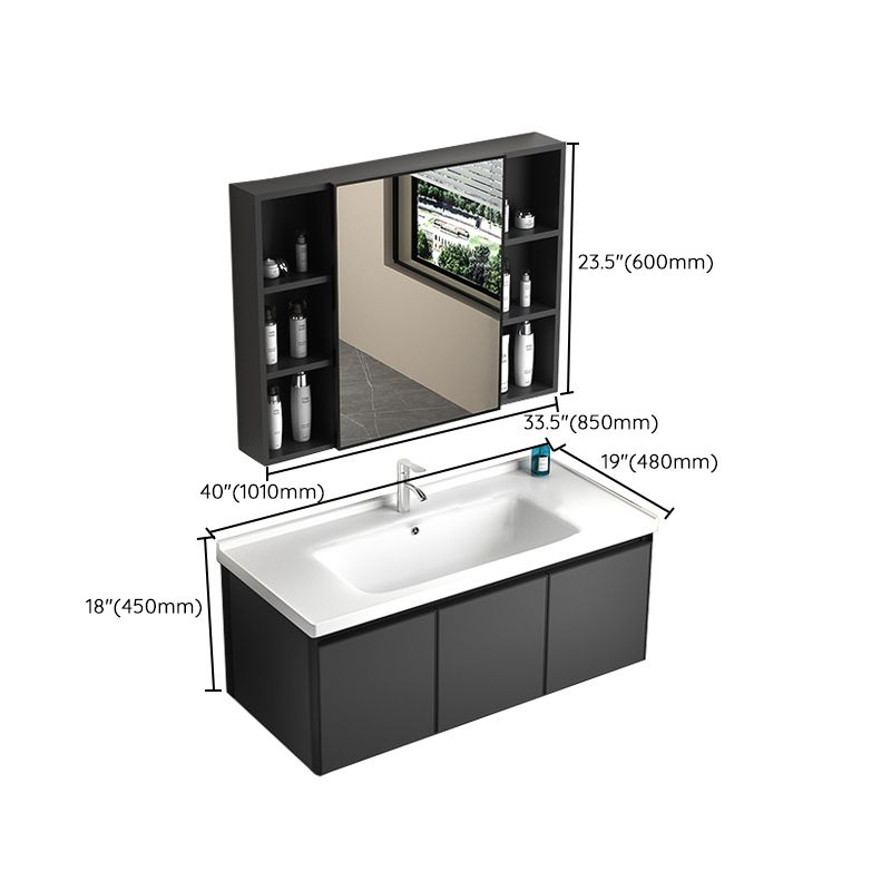 Rectangular Bathroom Vanity Single Sink Modern Gray Metal Base Vanity Set Clearhalo 'Bathroom Remodel & Bathroom Fixtures' 'Bathroom Vanities' 'bathroom_vanities' 'Home Improvement' 'home_improvement' 'home_improvement_bathroom_vanities' 1200x1200_6f4112b6-1508-4e6e-add0-a8b45f360883