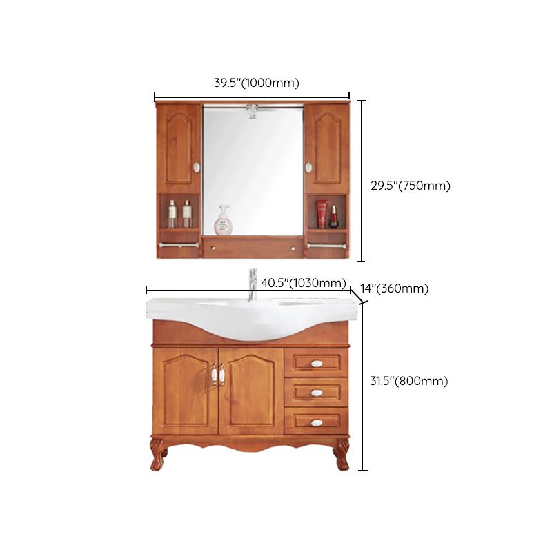 Traditional Wood Sink Vanity Freestanding Bathroom Sink Vanity with Mirror Clearhalo 'Bathroom Remodel & Bathroom Fixtures' 'Bathroom Vanities' 'bathroom_vanities' 'Home Improvement' 'home_improvement' 'home_improvement_bathroom_vanities' 1200x1200_6f4fdd93-391d-4978-8803-1dd79a38fe98