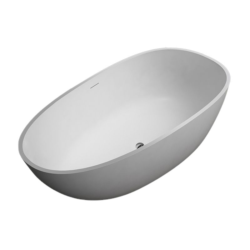 Modern Ellipse Stone Bathtub Freestand Soaking Bathtub with Overflow Hole Clearhalo 'Bathroom Remodel & Bathroom Fixtures' 'Bathtubs' 'Home Improvement' 'home_improvement' 'home_improvement_bathtubs' 'Showers & Bathtubs' 1200x1200_6f8393b4-dbc6-4f6e-b7fe-3ef7fc55a4ff