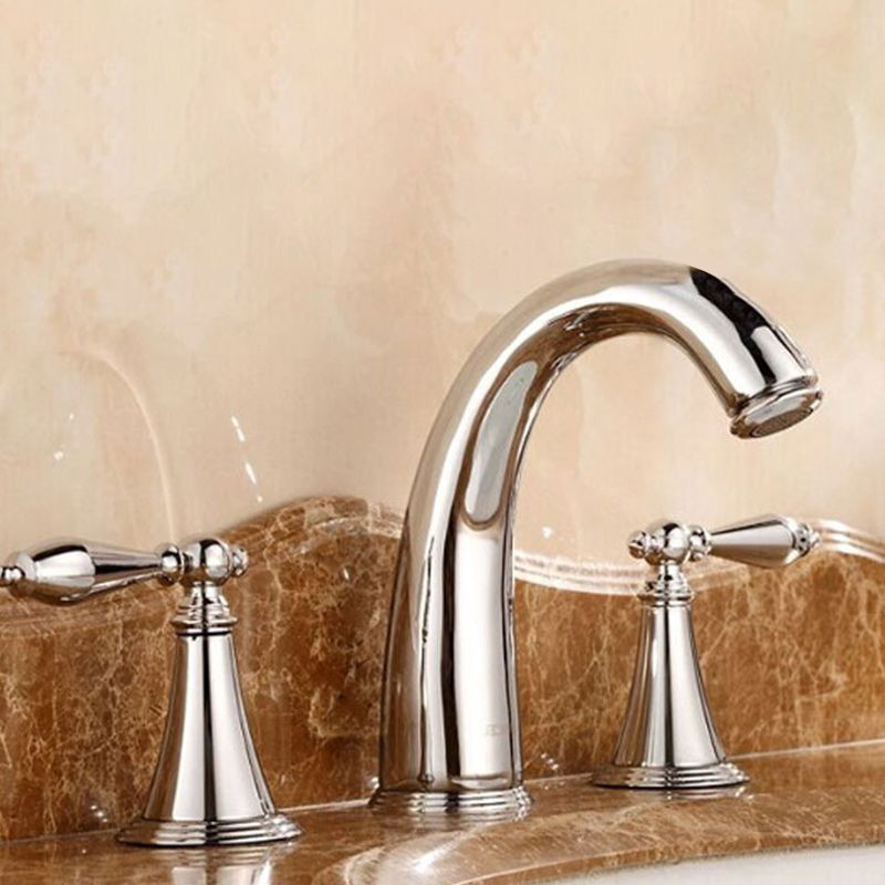 Luxury 3 Hole Sink Bathroom Faucet Lever Handle Basin Faucet Circular Brass Faucet Clearhalo 'Bathroom Remodel & Bathroom Fixtures' 'Bathroom Sink Faucets' 'Bathroom Sinks & Faucet Components' 'bathroom_sink_faucets' 'Home Improvement' 'home_improvement' 'home_improvement_bathroom_sink_faucets' 1200x1200_6fa2772f-d155-47ee-8675-c1c87377da15