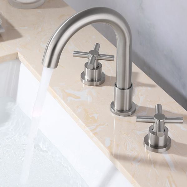 Stainless Steel Sink Faucet Circular Cross Handles Faucet for Bathroom Clearhalo 'bathroom_sink_faucets' 'Conjunta de Baño y Conjunta de Grifo' 'Coronamiento de Baño y Dispositivo de Baño' 'Grifo del lavabo del baño' 'Hogar' 'home_improvement' 'home_improvement_bathroom_sink_faucets' 'Mejoras para el hogar' 1200x1200_6fc02982-b0cd-404a-96e4-eeb8b4e33190