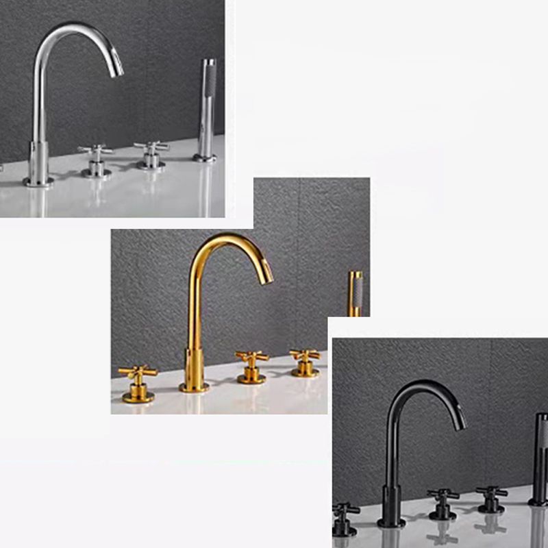 Traditional Roman Tub Faucet Set Copper Deck Mounted Triple Handle Roman Bathtub Faucet Clearhalo 'Bathroom Remodel & Bathroom Fixtures' 'Bathtub Faucets' 'bathtub_faucets' 'Home Improvement' 'home_improvement' 'home_improvement_bathtub_faucets' 1200x1200_6fc57f3e-8e50-4c0d-9d41-be07662214ac