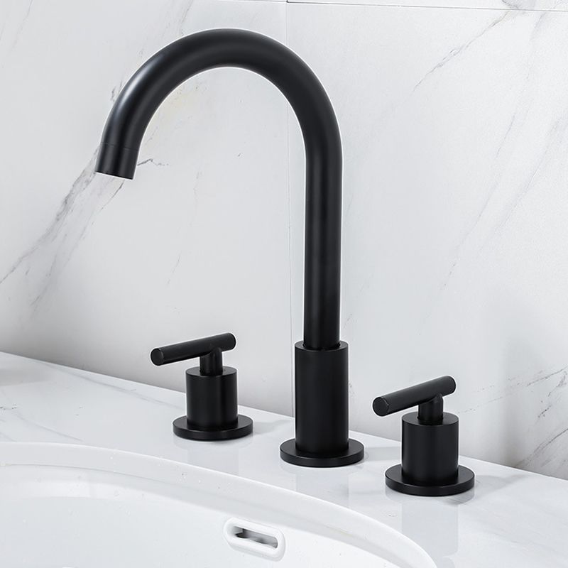 Modern 2-Handle Bathroom Sink Faucet 3 Hole Widespread Bathroom Faucet Clearhalo 'Bathroom Remodel & Bathroom Fixtures' 'Bathroom Sink Faucets' 'Bathroom Sinks & Faucet Components' 'bathroom_sink_faucets' 'Home Improvement' 'home_improvement' 'home_improvement_bathroom_sink_faucets' 1200x1200_6fd28e01-6c7f-4829-8909-5fcffa93288c