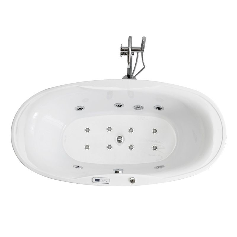 Modern Oval Acrylic Bathtub Hotel Freestanding Bath Tub in White Clearhalo 'Bathroom Remodel & Bathroom Fixtures' 'Bathtubs' 'Home Improvement' 'home_improvement' 'home_improvement_bathtubs' 'Showers & Bathtubs' 1200x1200_6fecd83c-d6c4-46c2-becc-be61fdd2be3d