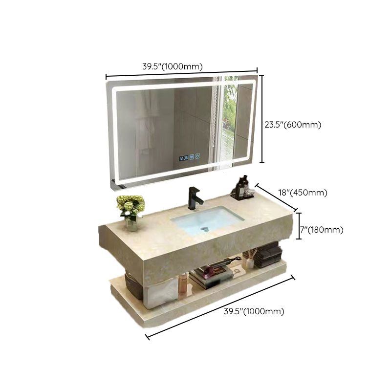 Yellow Stone Bath Vanity Shelving Included Single Sink Wall Mount Vanity Set with Mirror Clearhalo 'Bathroom Remodel & Bathroom Fixtures' 'Bathroom Vanities' 'bathroom_vanities' 'Home Improvement' 'home_improvement' 'home_improvement_bathroom_vanities' 1200x1200_701b5108-faf5-472e-ab97-15c2fd5b2106