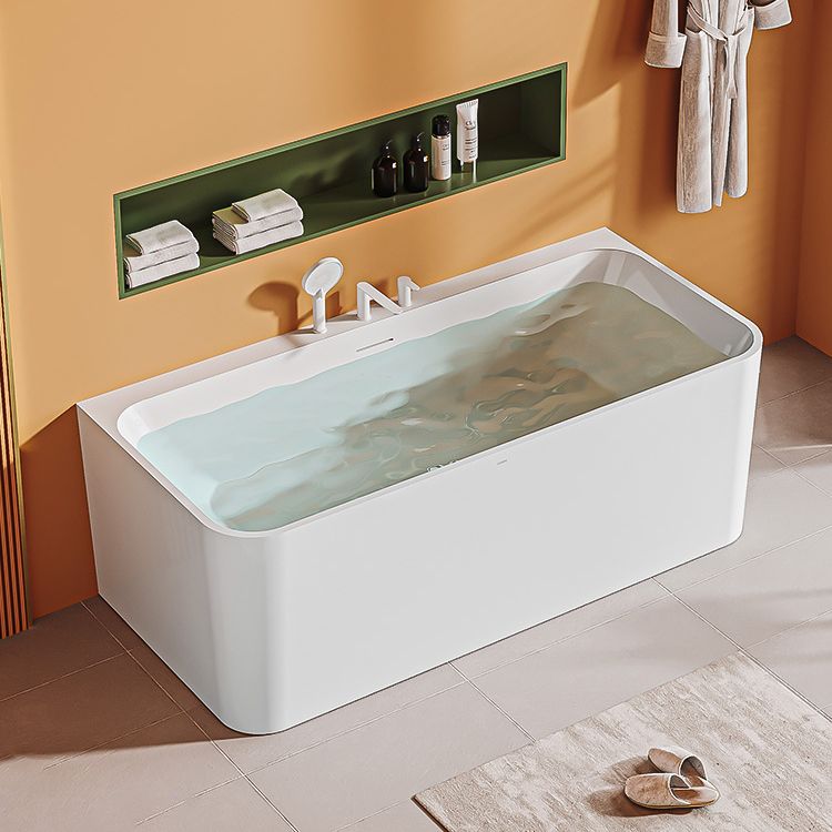 Freestanding Soaking Acrylic Bathtub Modern Rectangle Bathtub in White Clearhalo 'Bathroom Remodel & Bathroom Fixtures' 'Bathtubs' 'Home Improvement' 'home_improvement' 'home_improvement_bathtubs' 'Showers & Bathtubs' 1200x1200_7036765c-2362-4223-95cb-ed93b03e8cdc