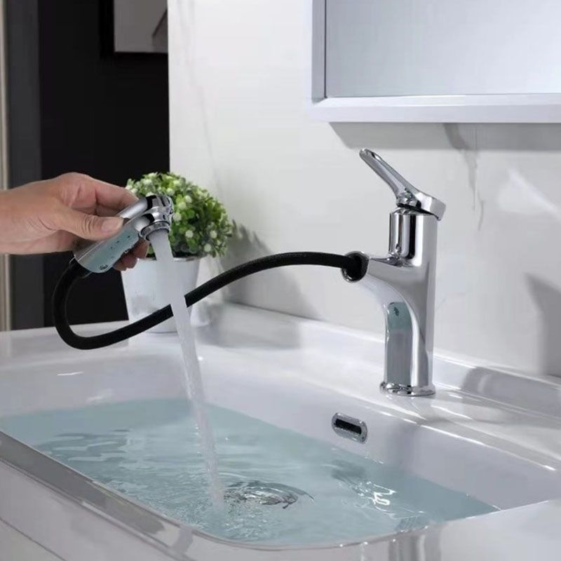 Modern Style Vessel Sink Faucet Lever Handle Copper Retractable Low Arc Vessel Faucet Clearhalo 'bathroom_sink_faucets' 'Conjunta de Baño y Conjunta de Grifo' 'Coronamiento de Baño y Dispositivo de Baño' 'Grifo del lavabo del baño' 'Hogar' 'home_improvement' 'home_improvement_bathroom_sink_faucets' 'Mejoras para el hogar' 1200x1200_7047643a-9af4-4b0b-ab45-a198b7877ed4