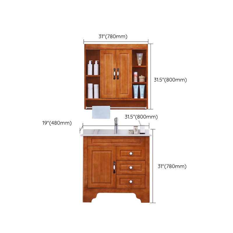 Traditional Wood Sink Vanity Freestanding Bathroom Vanity Set with Mirror Clearhalo 'Bathroom Remodel & Bathroom Fixtures' 'Bathroom Vanities' 'bathroom_vanities' 'Home Improvement' 'home_improvement' 'home_improvement_bathroom_vanities' 1200x1200_704a2735-6631-4c6e-b653-2b20fbb56f32