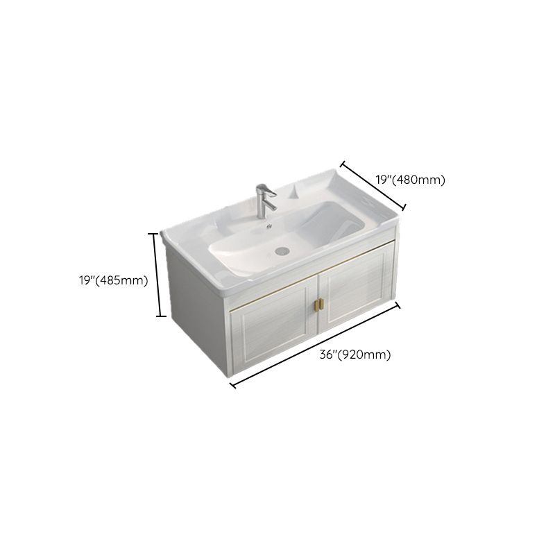 Single Sink Vanity Set Mirror Wall Mount Metal Frame Rectangle Bath Vanity with 2 Doors Clearhalo 'Bathroom Remodel & Bathroom Fixtures' 'Bathroom Vanities' 'bathroom_vanities' 'Home Improvement' 'home_improvement' 'home_improvement_bathroom_vanities' 1200x1200_705cf057-0439-4121-b4c4-9c5fc1bbcb7a