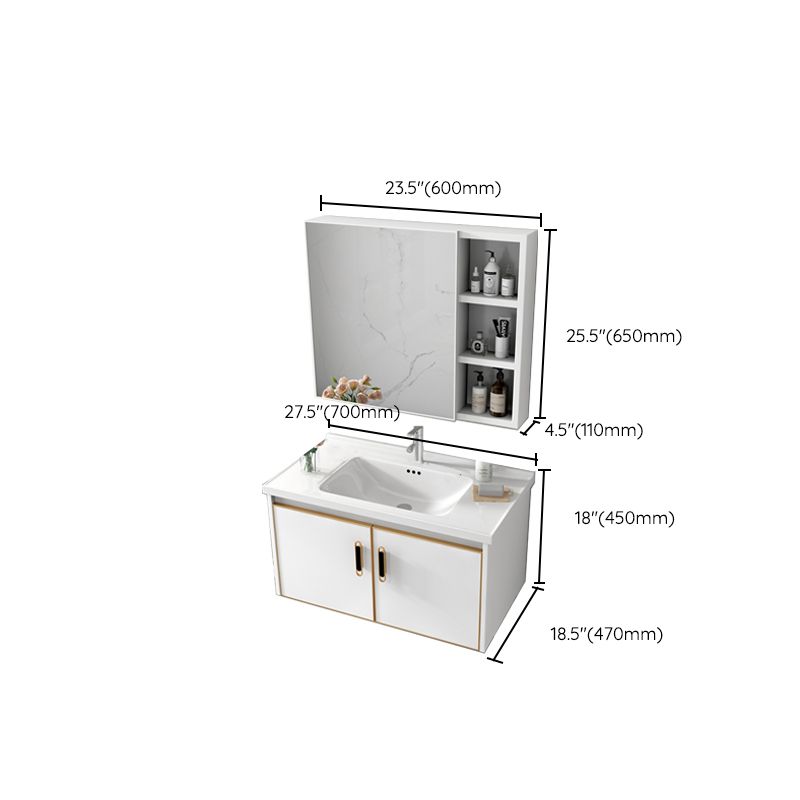 Glam Single Sink Vanity Metal Frame Rectangular Wall Mount Bath Vanity Clearhalo 'Bathroom Remodel & Bathroom Fixtures' 'Bathroom Vanities' 'bathroom_vanities' 'Home Improvement' 'home_improvement' 'home_improvement_bathroom_vanities' 1200x1200_70970f51-b800-4269-ab8f-1f6655e06e2c