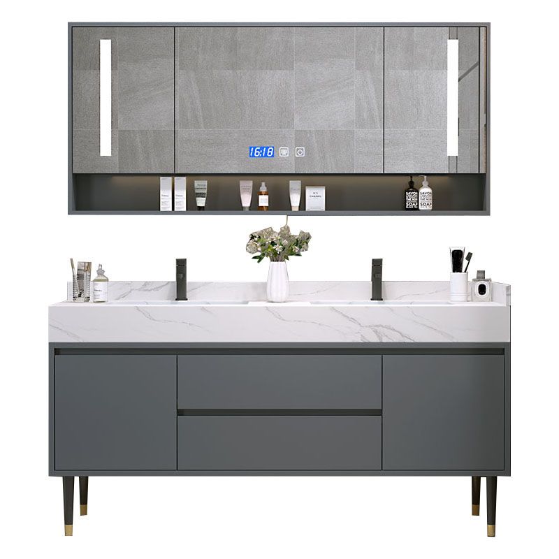 Mirror Bathroom Vanity Drawers Rectangle Freestanding 2 Doors Bathroom Vanity Set Clearhalo 'Bathroom Remodel & Bathroom Fixtures' 'Bathroom Vanities' 'bathroom_vanities' 'Home Improvement' 'home_improvement' 'home_improvement_bathroom_vanities' 1200x1200_709c7da1-7170-4269-9199-ca2cc1a978d4