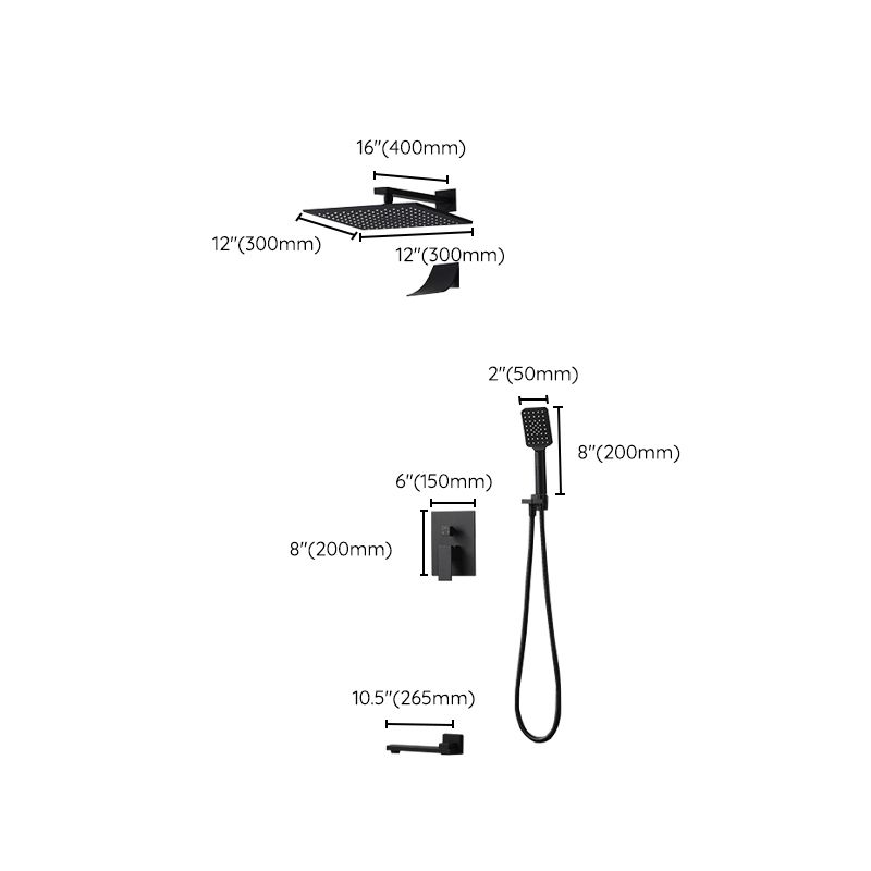 Square Black Spot Resist Shower Faucet Shower Arm Shower with Handheld Shower Head Clearhalo 'Bathroom Remodel & Bathroom Fixtures' 'Home Improvement' 'home_improvement' 'home_improvement_shower_faucets' 'Shower Faucets & Systems' 'shower_faucets' 'Showers & Bathtubs Plumbing' 'Showers & Bathtubs' 1200x1200_70a758b2-a9d2-4388-bdcf-41892cfb88a8