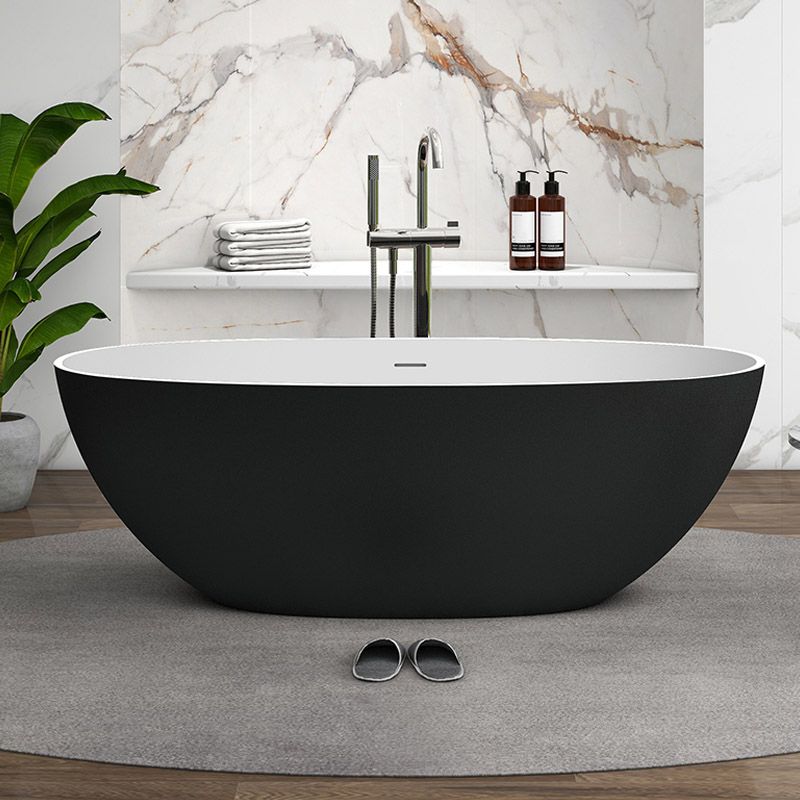 Modern Stone Oval Bath Tub Soaking Stand Alone Tub with Drain Clearhalo 'Bathroom Remodel & Bathroom Fixtures' 'Bathtubs' 'Home Improvement' 'home_improvement' 'home_improvement_bathtubs' 'Showers & Bathtubs' 1200x1200_70c905e6-c8de-425b-a992-406daa9feb97