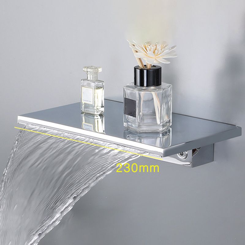 Wall Mounted Metal Waterfall Tub Filler Low Arc Bathroom Faucet Clearhalo 'Bathroom Remodel & Bathroom Fixtures' 'Bathtub Faucets' 'bathtub_faucets' 'Home Improvement' 'home_improvement' 'home_improvement_bathtub_faucets' 1200x1200_70cc11ee-ba60-47c4-a6ce-f550fbc28942