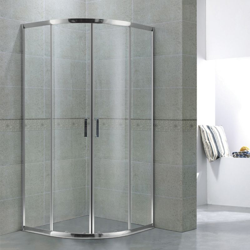 Corner Shower Enclosure Double Sliding Tempered Glass Shower Enclosure Clearhalo 'Bathroom Remodel & Bathroom Fixtures' 'Home Improvement' 'home_improvement' 'home_improvement_shower_stalls_enclosures' 'Shower Stalls & Enclosures' 'shower_stalls_enclosures' 'Showers & Bathtubs' 1200x1200_7114d04e-07cf-4f47-a4c6-fa972e525bad