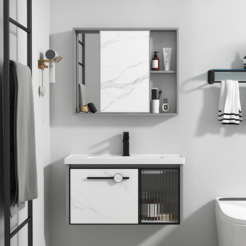 Single Sink Ceramic Bathroom Vanity Modern Gray Rectangular Sink Vanity Clearhalo 'Bathroom Remodel & Bathroom Fixtures' 'Bathroom Vanities' 'bathroom_vanities' 'Home Improvement' 'home_improvement' 'home_improvement_bathroom_vanities' 1200x1200_711d8751-537f-45d2-b4b3-ebeb94189f43