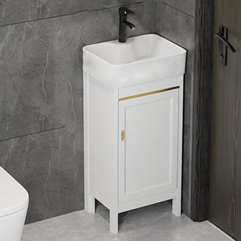 Single Sink Bath Vanity Set White Oval Metal 2 Doors Bathroom Vanity with Mirror Clearhalo 'Bathroom Remodel & Bathroom Fixtures' 'Bathroom Vanities' 'bathroom_vanities' 'Home Improvement' 'home_improvement' 'home_improvement_bathroom_vanities' 1200x1200_7126bfec-f43c-4cd2-b969-3984baf239b8