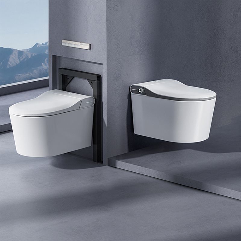 Contemporary Wall Mounted Bidet Elongated White Foot Sensor Ceramic Heated Seat Clearhalo 'Bathroom Remodel & Bathroom Fixtures' 'Bidets' 'Home Improvement' 'home_improvement' 'home_improvement_bidets' 'Toilets & Bidets' 1200x1200_713611a4-5075-41d1-8f02-3d5ee557d5ea