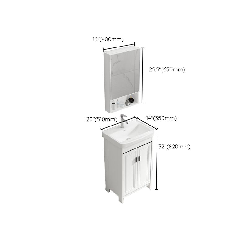 Modern Rectangular Bath Vanity White Ceramic Single Freestanding Sink Vanity Clearhalo 'Bathroom Remodel & Bathroom Fixtures' 'Bathroom Vanities' 'bathroom_vanities' 'Home Improvement' 'home_improvement' 'home_improvement_bathroom_vanities' 1200x1200_713cee39-aa24-4863-b51a-4f607c5fc700