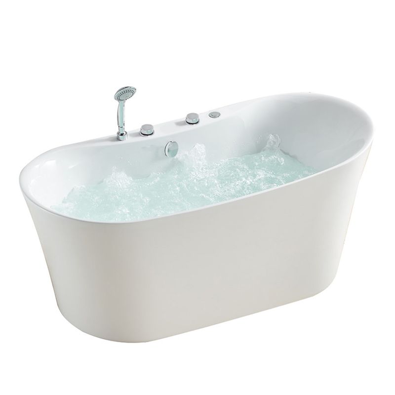 White Acrylic Freestanding Bathtub Oval Modern Handles Included Bath Clearhalo 'Bathroom Remodel & Bathroom Fixtures' 'Bathtubs' 'Home Improvement' 'home_improvement' 'home_improvement_bathtubs' 'Showers & Bathtubs' 1200x1200_714a7f13-e66b-4e2f-ab45-17254c36bd7a