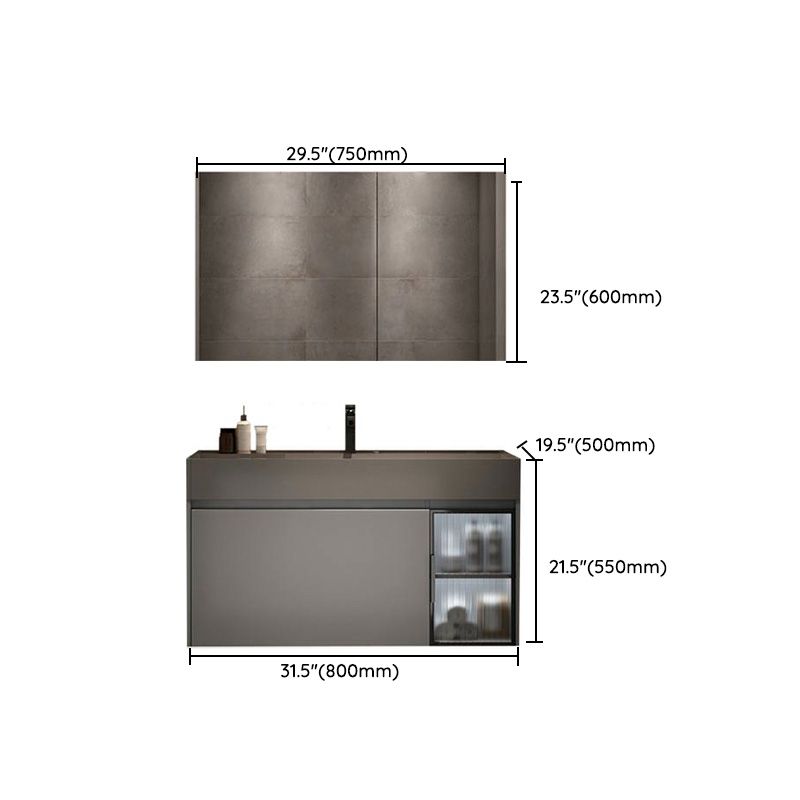 Modern Bathroom Vanity Cabinet Wall-Mounted One Drawer and Shelving Clearhalo 'Bathroom Remodel & Bathroom Fixtures' 'Bathroom Vanities' 'bathroom_vanities' 'Home Improvement' 'home_improvement' 'home_improvement_bathroom_vanities' 1200x1200_71872f21-33ee-4517-afe4-6404bc56be08