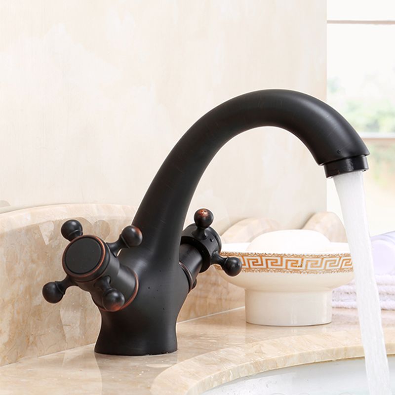 Glam Vessel Faucet 1 Hole Bathroom Faucet with 2 Cross Handles Clearhalo 'bathroom_sink_faucets' 'Conjuntos de Torneiras de Lavatório e Banheiro' 'home_improvement' 'home_improvement_bathroom_sink_faucets' 'Mobiliário Doméstico' 'Página inicial' 'Renovação e equipamento de casa de banho' 'Torneira para lavatório de banheiro' 1200x1200_72069d00-9dcc-4427-a375-9f061361b31c