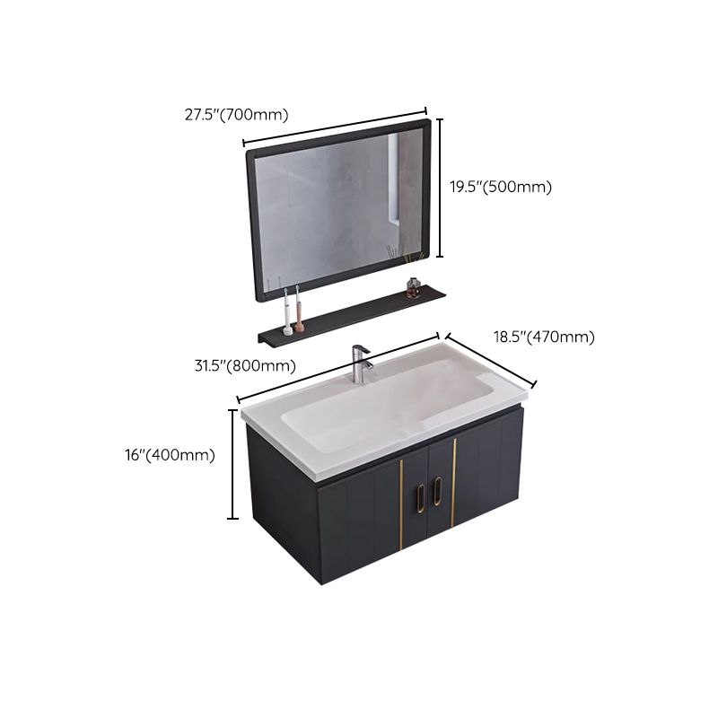 Glam Single Wall Mount Sink Vanity Gray Metal Base Rectangular Vanity Set Clearhalo 'Bathroom Remodel & Bathroom Fixtures' 'Bathroom Vanities' 'bathroom_vanities' 'Home Improvement' 'home_improvement' 'home_improvement_bathroom_vanities' 1200x1200_722caba5-aeb0-41fa-9a7c-334d0495ea54