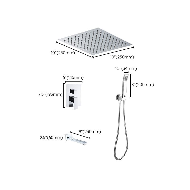 Modern Shower System Brass Adjustable Spray Pattern Ceiling Mounted Shower Combo Clearhalo 'Bathroom Remodel & Bathroom Fixtures' 'Home Improvement' 'home_improvement' 'home_improvement_shower_faucets' 'Shower Faucets & Systems' 'shower_faucets' 'Showers & Bathtubs Plumbing' 'Showers & Bathtubs' 1200x1200_725b1ff4-1f66-46ad-9de1-c9f5fe0bc20d