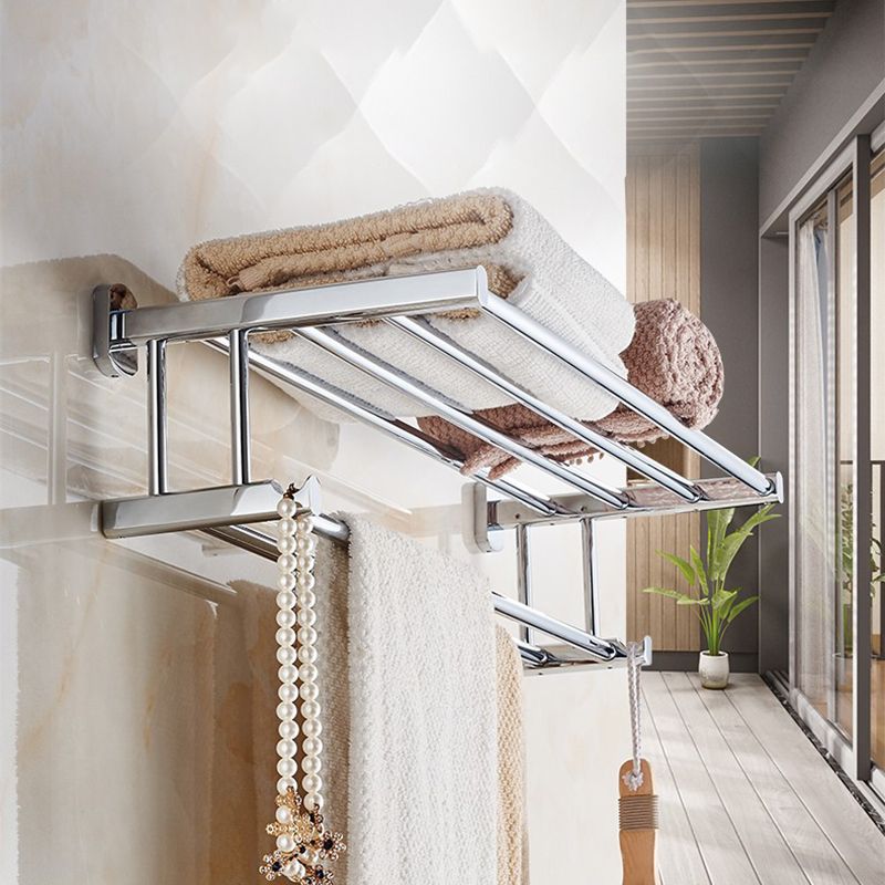 Polished Chrome Modern Bathroom Accessory Set Silver Towel Bar/Bath Shelf Clearhalo 'Bathroom Hardware Sets' 'Bathroom Hardware' 'Bathroom Remodel & Bathroom Fixtures' 'bathroom_hardware_sets' 'Home Improvement' 'home_improvement' 'home_improvement_bathroom_hardware_sets' 1200x1200_729c4a34-e8da-46da-b50c-39a3a81e19a7