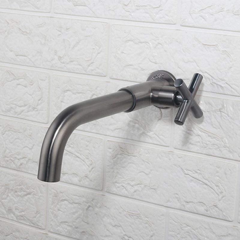 Contemporary Wall Mounted Bathroom Faucet Cross Handles Stainless Steel Faucet Clearhalo 'Bathroom Remodel & Bathroom Fixtures' 'Bathroom Sink Faucets' 'Bathroom Sinks & Faucet Components' 'bathroom_sink_faucets' 'Home Improvement' 'home_improvement' 'home_improvement_bathroom_sink_faucets' 1200x1200_72b4f63e-0506-4fb2-ad38-803357b3f276
