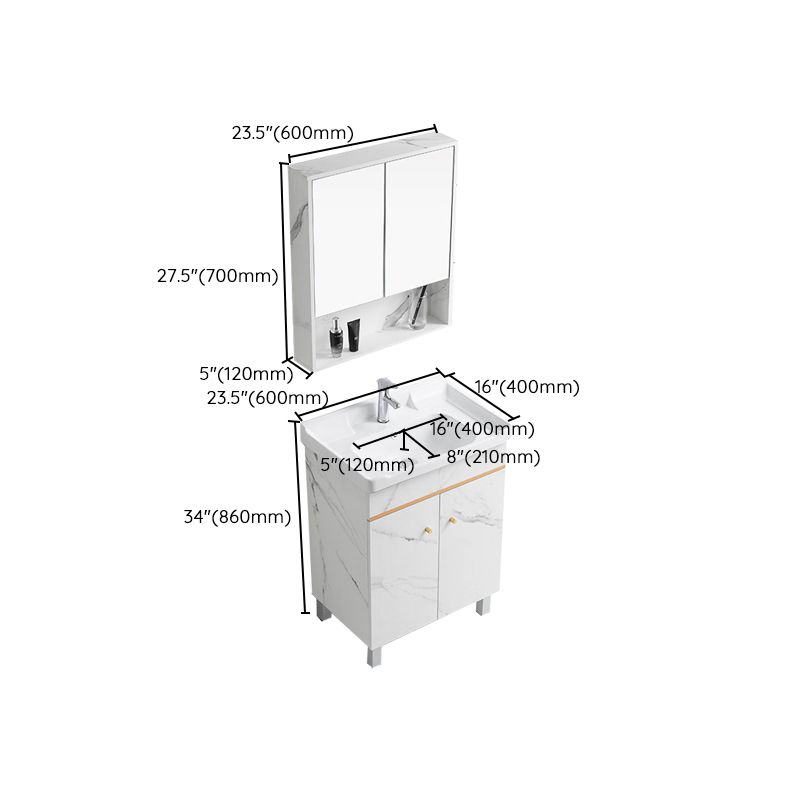 Modern Single Sink Bathroom Vanity White Ceramic Top Rectangular Vanity Set Clearhalo 'Bathroom Remodel & Bathroom Fixtures' 'Bathroom Vanities' 'bathroom_vanities' 'Home Improvement' 'home_improvement' 'home_improvement_bathroom_vanities' 1200x1200_72f09de7-f0ba-4b8f-8485-6945a347c6e5