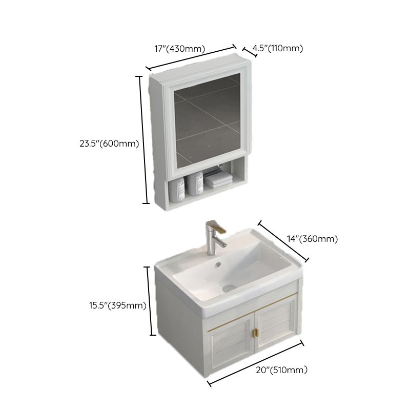 Single Sink Vanity Set Mirror Wall Mount Metal Frame Rectangle Bath Vanity with 2 Doors Clearhalo 'Bathroom Remodel & Bathroom Fixtures' 'Bathroom Vanities' 'bathroom_vanities' 'Home Improvement' 'home_improvement' 'home_improvement_bathroom_vanities' 1200x1200_72f5eca7-2dbf-42db-be23-e4e6f656bda2