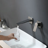 Square Single Handle Bathroom Faucet 2 Hole Wall Mounted Bathroom Faucet Clearhalo 'Bathroom Remodel & Bathroom Fixtures' 'Bathroom Sink Faucets' 'Bathroom Sinks & Faucet Components' 'bathroom_sink_faucets' 'Home Improvement' 'home_improvement' 'home_improvement_bathroom_sink_faucets' 1200x1200_73004e9a-a3a7-4e9e-a0f1-8f639e01d9bd