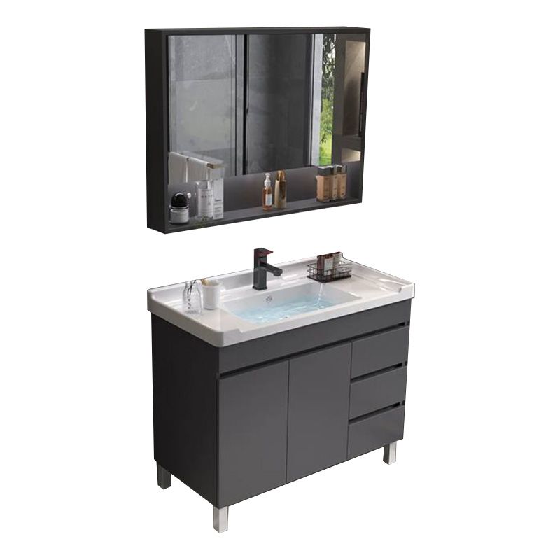 Grey Modern Solid Wood Single-Sink Open Console with Sink Set Clearhalo 'Bathroom Remodel & Bathroom Fixtures' 'Bathroom Vanities' 'bathroom_vanities' 'Home Improvement' 'home_improvement' 'home_improvement_bathroom_vanities' 1200x1200_730e0229-db3f-435d-b56d-ac1c853a6d8a