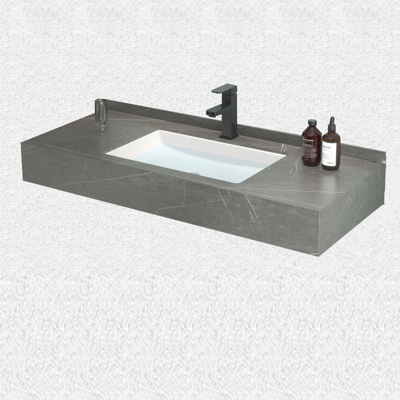 Grey Bath Vanity Rectangle Single Sink Mirror Shelving Included Stone Bathroom Vanity Clearhalo 'Bathroom Remodel & Bathroom Fixtures' 'Bathroom Vanities' 'bathroom_vanities' 'Home Improvement' 'home_improvement' 'home_improvement_bathroom_vanities' 1200x1200_732829db-d656-4533-a9eb-ca73de5aafd5