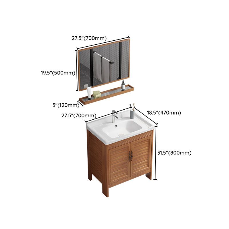 Rectangle Vanity Set Metal Frame Mirror Freestanding 2 Doors Single Sink Bath Vanity Clearhalo 'Bathroom Remodel & Bathroom Fixtures' 'Bathroom Vanities' 'bathroom_vanities' 'Home Improvement' 'home_improvement' 'home_improvement_bathroom_vanities' 1200x1200_736d857e-3483-48a4-90ac-5d472c7a8596