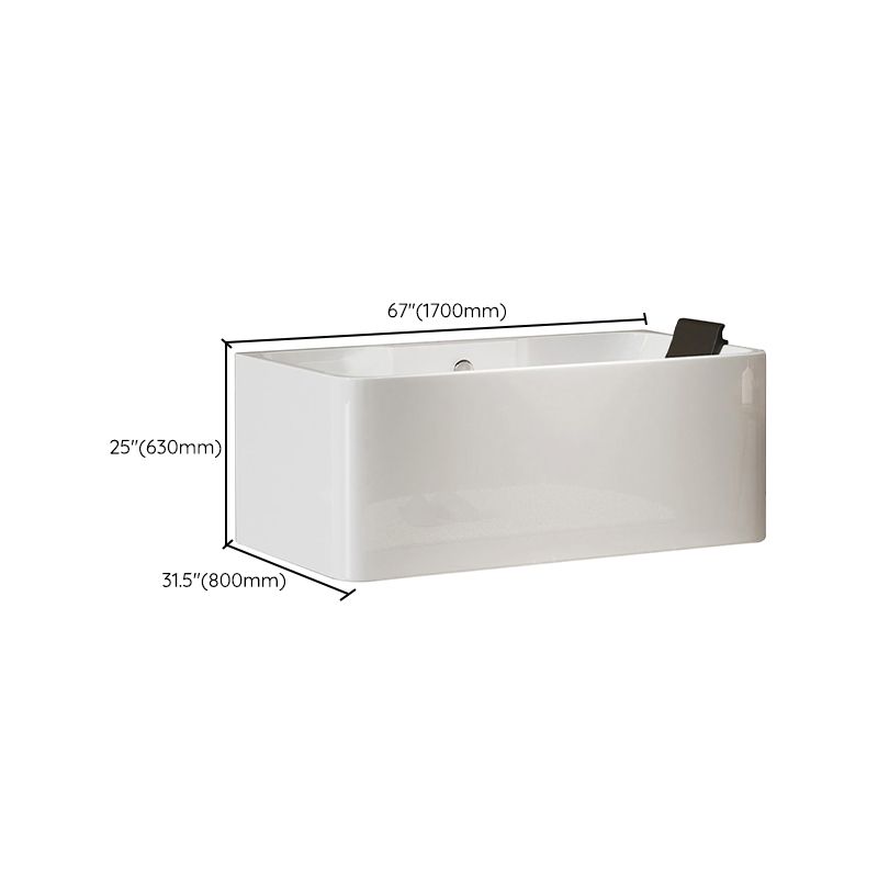 White Rectangular Bath Freestanding Acrylic Back to Wall Bathtub Clearhalo 'Bathroom Remodel & Bathroom Fixtures' 'Bathtubs' 'Home Improvement' 'home_improvement' 'home_improvement_bathtubs' 'Showers & Bathtubs' 1200x1200_737d3639-ebc5-4e3a-aa1e-0ce3d053d579