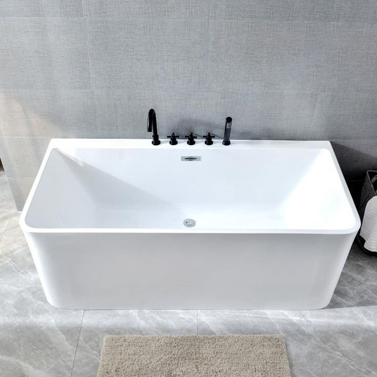 Back to Wall Bathtub Rectangular Antique Finish Soaking Bath Clearhalo 'Bathroom Remodel & Bathroom Fixtures' 'Bathtubs' 'Home Improvement' 'home_improvement' 'home_improvement_bathtubs' 'Showers & Bathtubs' 1200x1200_73adf042-bd6e-499c-9aa8-28b6fddd12d7