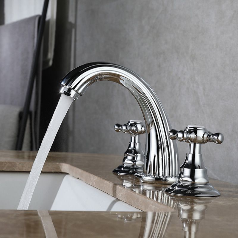 Glam Centerset Faucet Brass 2 Knob Handles 3 Holes Low Arc Bathroom Sink Faucet Clearhalo 'Bathroom Remodel & Bathroom Fixtures' 'Bathroom Sink Faucets' 'Bathroom Sinks & Faucet Components' 'bathroom_sink_faucets' 'Home Improvement' 'home_improvement' 'home_improvement_bathroom_sink_faucets' 1200x1200_73c19c02-7f6a-47fa-bf8d-a4ebda195b72