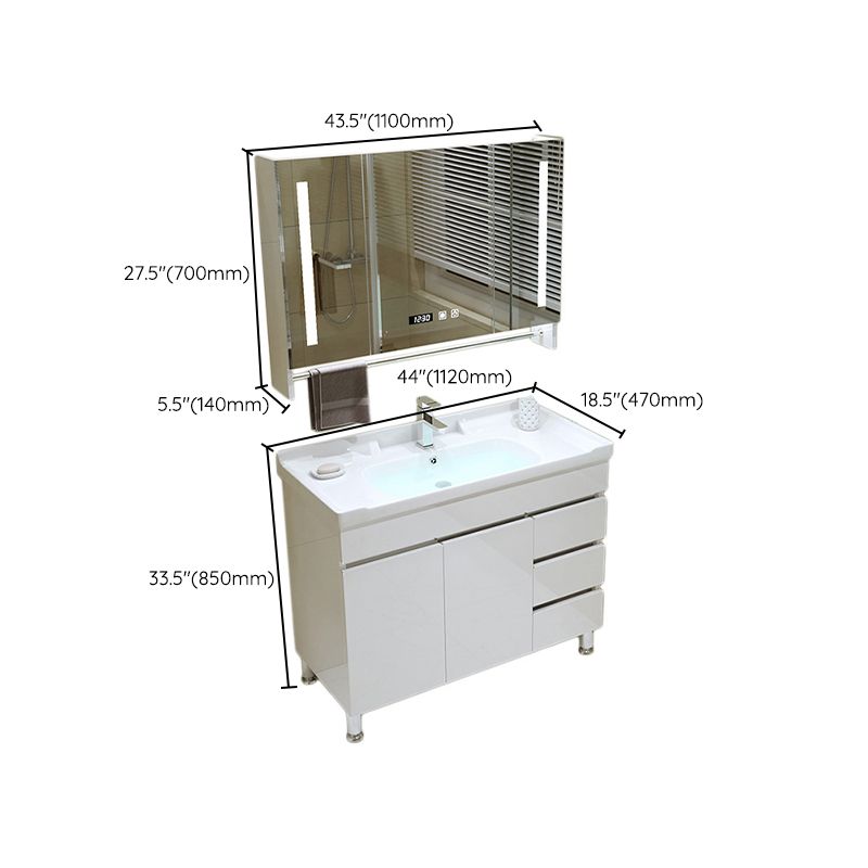 Modern Freestanding White Bathroom Sink Vanity with Faucet Sink Mirror Clearhalo 'Bathroom Remodel & Bathroom Fixtures' 'Bathroom Vanities' 'bathroom_vanities' 'Home Improvement' 'home_improvement' 'home_improvement_bathroom_vanities' 1200x1200_73d4066d-fa99-41ed-949b-c47db8628e52