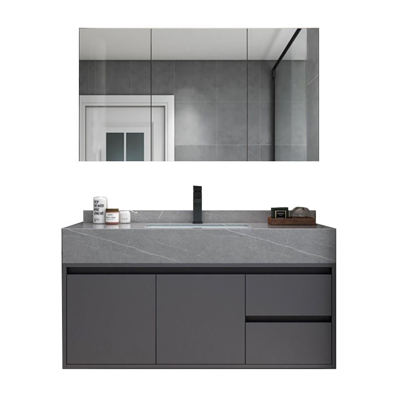 Modern Bathroom Sink Vanity Grey Wall Mounted Standard with Two Drawer Clearhalo 'Bathroom Remodel & Bathroom Fixtures' 'Bathroom Vanities' 'bathroom_vanities' 'Home Improvement' 'home_improvement' 'home_improvement_bathroom_vanities' 1200x1200_73e7371b-89c3-424a-9456-0cf06a7ddf4c