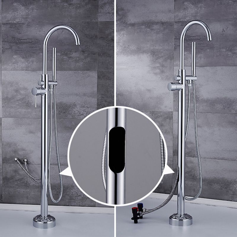 Modern Floor Mounted High Arc Freestanding Tub Filler Freestanding Copper Tub Filler Trim Clearhalo 'Bathroom Remodel & Bathroom Fixtures' 'Bathtub Faucets' 'bathtub_faucets' 'Home Improvement' 'home_improvement' 'home_improvement_bathtub_faucets' 1200x1200_73ea0a0b-237b-4a95-ac97-59aab06776bf