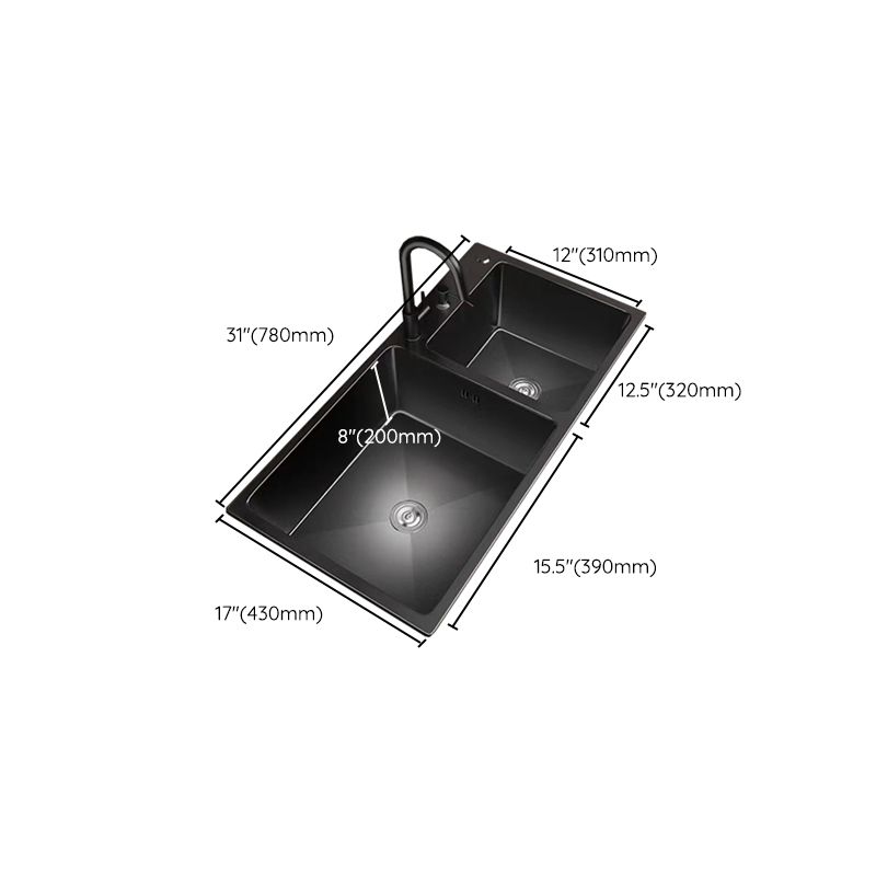 Stainless Steel Double Basin Sink Drop-In Kitchen Sink with Drain Assembly Clearhalo 'Home Improvement' 'home_improvement' 'home_improvement_kitchen_sinks' 'Kitchen Remodel & Kitchen Fixtures' 'Kitchen Sinks & Faucet Components' 'Kitchen Sinks' 'kitchen_sinks' 1200x1200_73ed86fe-b902-410d-8868-e5e5cfe5cc4c