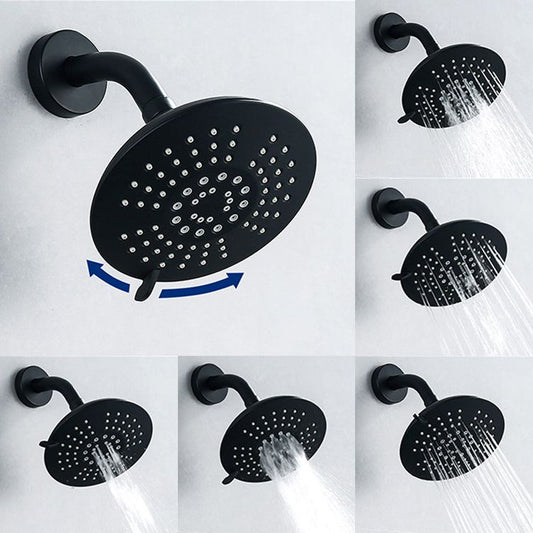 Round Fixed Shower Head Matte Black 5-Spray Patterns Wall-Mount Shower Head Clearhalo 'Bathroom Remodel & Bathroom Fixtures' 'Home Improvement' 'home_improvement' 'home_improvement_shower_heads' 'Shower Heads' 'shower_heads' 'Showers & Bathtubs Plumbing' 'Showers & Bathtubs' 1200x1200_740c8a39-6efa-49df-b5c6-2114f9ffd9b0