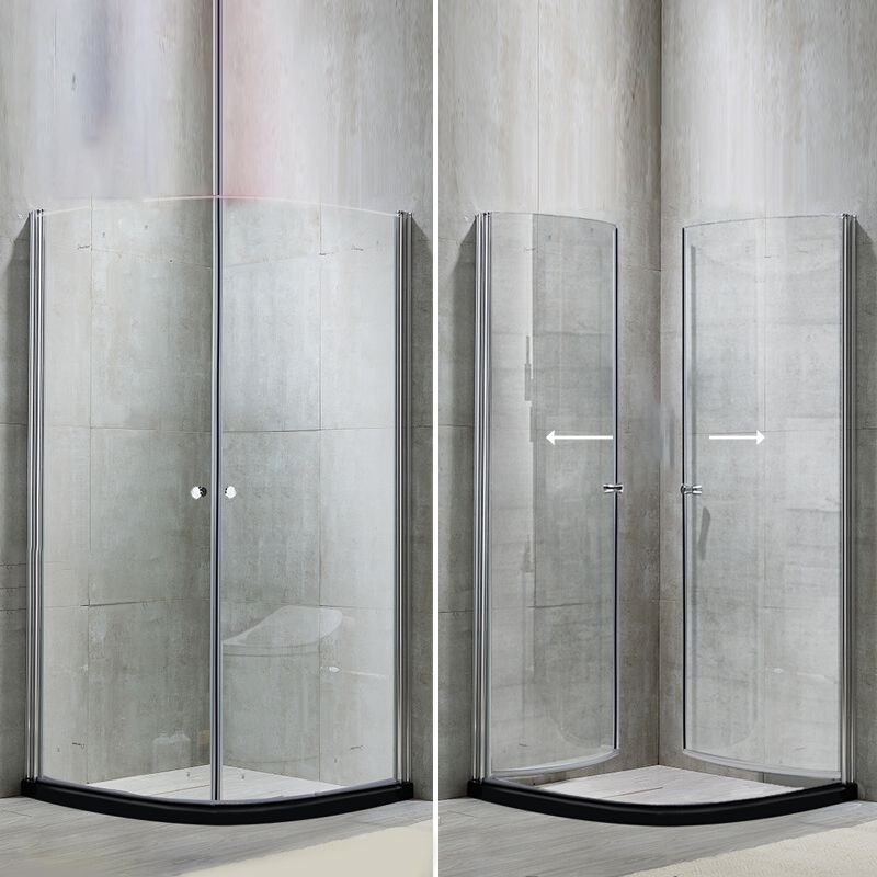 Corner Tempered Glass Shower Enclosure Semi-Frameless Neo-Round Shower Enclosure Clearhalo 'Bathroom Remodel & Bathroom Fixtures' 'Home Improvement' 'home_improvement' 'home_improvement_shower_stalls_enclosures' 'Shower Stalls & Enclosures' 'shower_stalls_enclosures' 'Showers & Bathtubs' 1200x1200_7420bdf7-fb3f-49d4-8601-c8772bad4e19