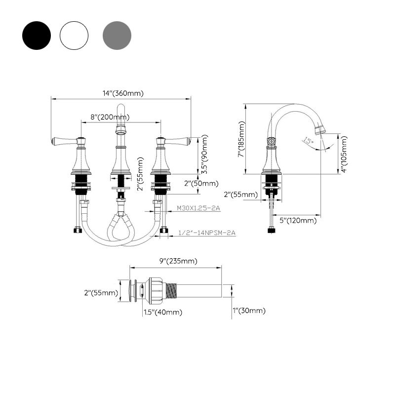 Modern Sink Faucet Widespread Faucet with 2 Handles and 3 Holes Clearhalo 'Bathroom Remodel & Bathroom Fixtures' 'Bathroom Sink Faucets' 'Bathroom Sinks & Faucet Components' 'bathroom_sink_faucets' 'Home Improvement' 'home_improvement' 'home_improvement_bathroom_sink_faucets' 1200x1200_742dd277-ad32-4180-aafa-dd96fa70f748